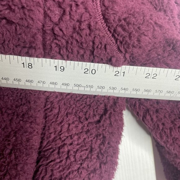 Champion Faux Sherpa Cropped 1/4 Zip Sweater Women M Purple Pullover Shirt - Picture 4 of 6